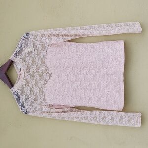 H&M Y2k Pink with Lace  Blouse with Long Sleeves
